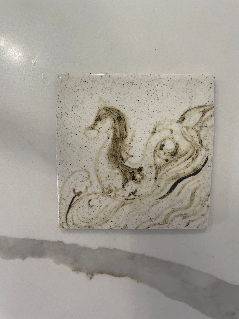 Oxide- It burned away as my kiln was too hot and the clay I used was mid fire not earthenware