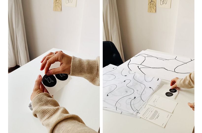 For packing original artwork I have personalized stickers and acid-free paper with my design.