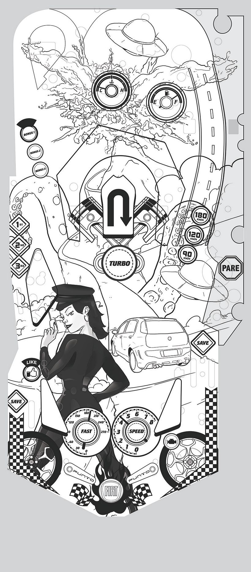 FIAT PUNTO - Draft Pinball Machine 