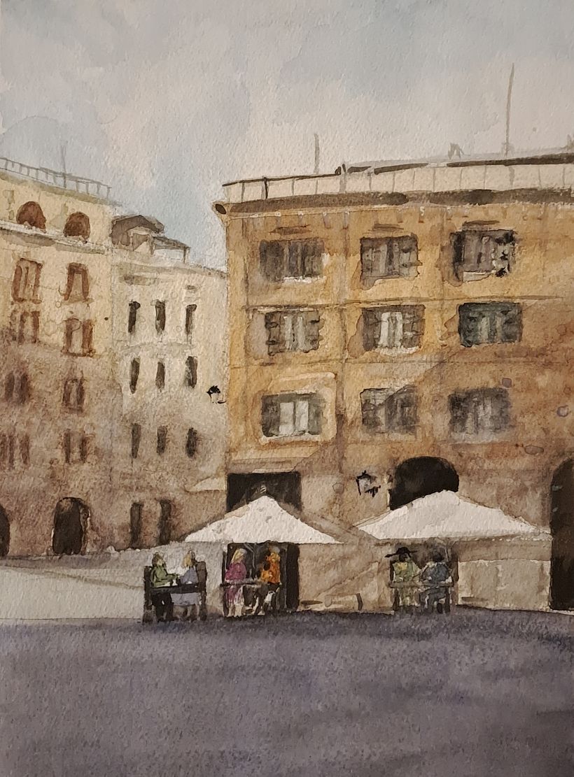 Mi proyecto del curso: Técnicas modernas para paisajes urbanos en acuarela 1
