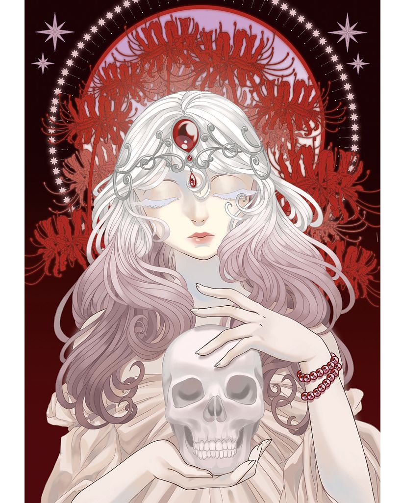 Ilustracion perteneciente a la serie coffin princess realizada para galerian IYN en Kita-ku, Osaka, Japón.