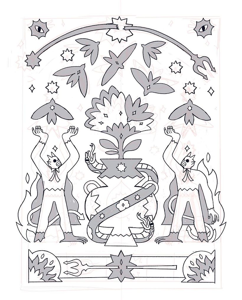 Y este es el dibujo con el que trabajé para ponerle color. 