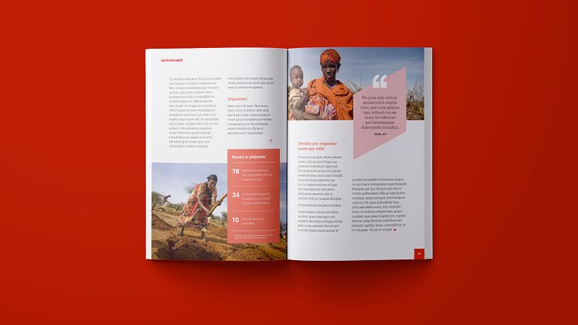 The application of the Sidelight graphic element on Action Aid Hellas annual report