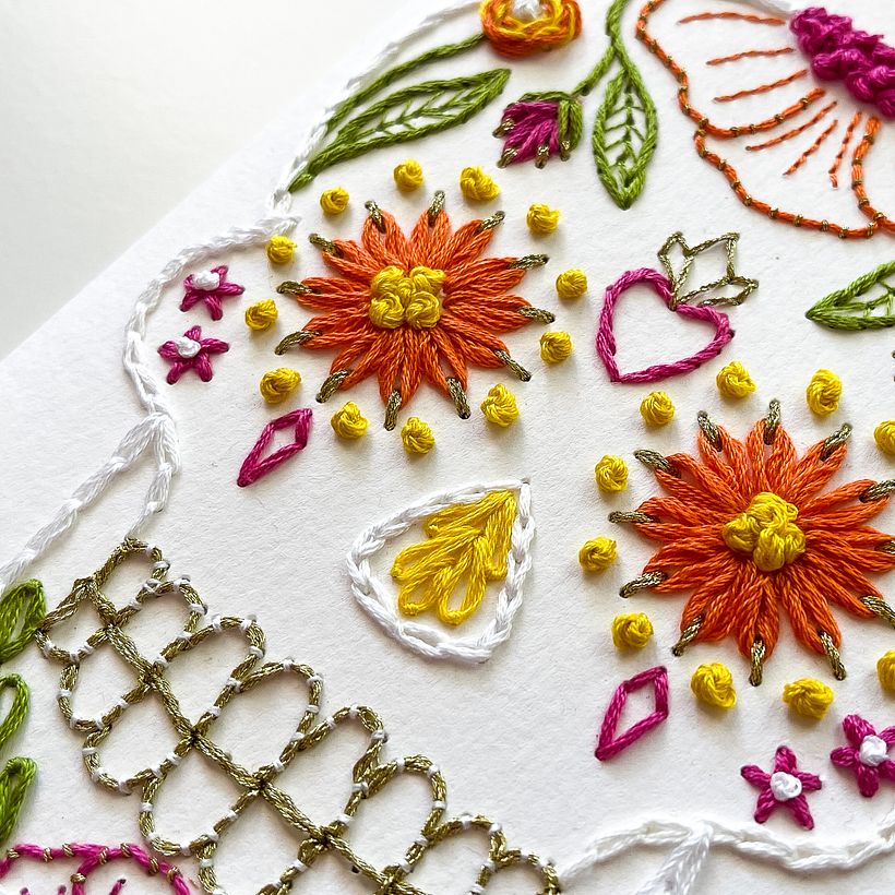 Calavera : Day of the Dead wood & paper embroidery 14