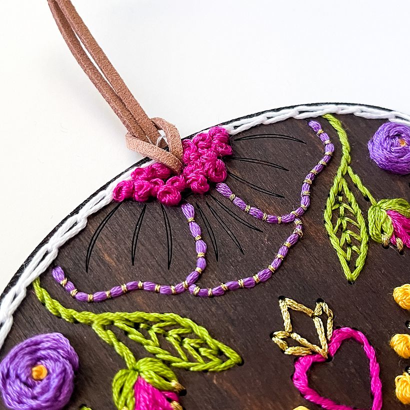 Calavera : Day of the Dead wood & paper embroidery 9