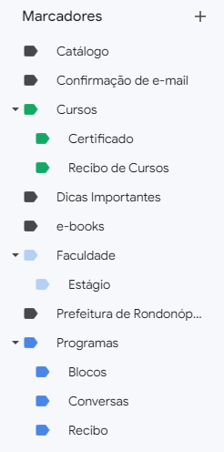 Organização dos marcadores no Gmail