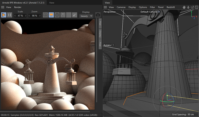 set up lumière avec Arnold render