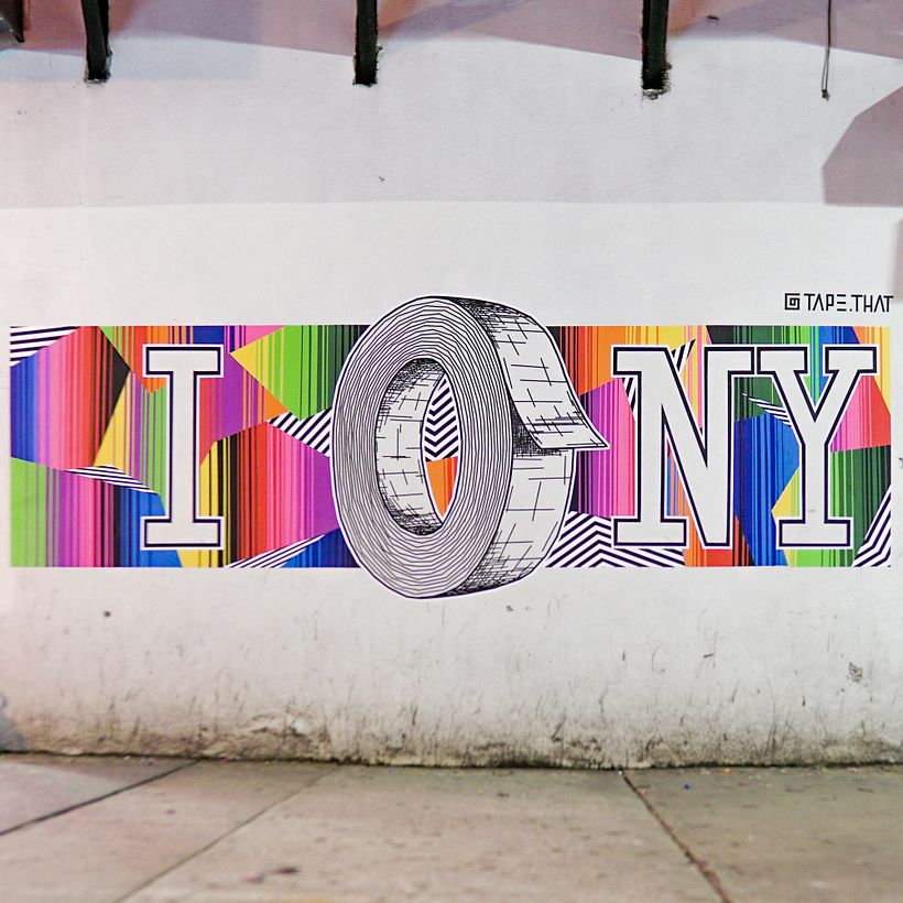 Tape Art Mural in Brooklyn – Concept by Stephan Meißner (Photo by Adrian Dittert)