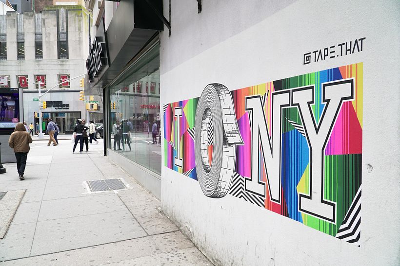 Tape Art Mural in Brooklyn – Concept by Stephan Meißner (Photo by Adrian Dittert)