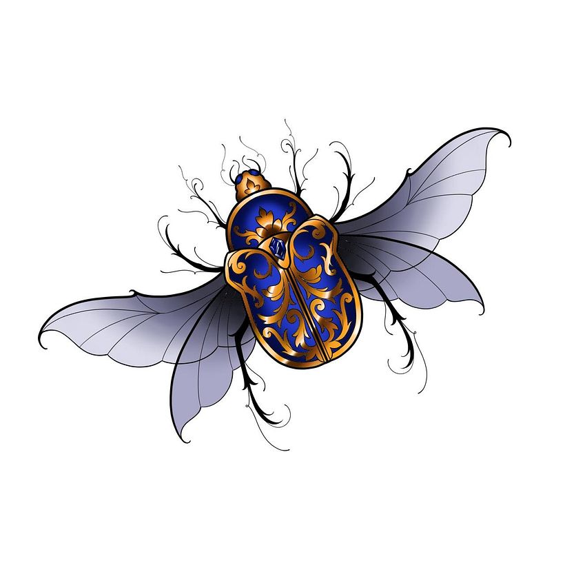 Meu projeto do curso: Design de tatuagem com efeitos dourados no Procreate 1
