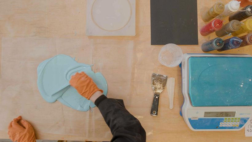 Pour your resin onto plastic and let it set.