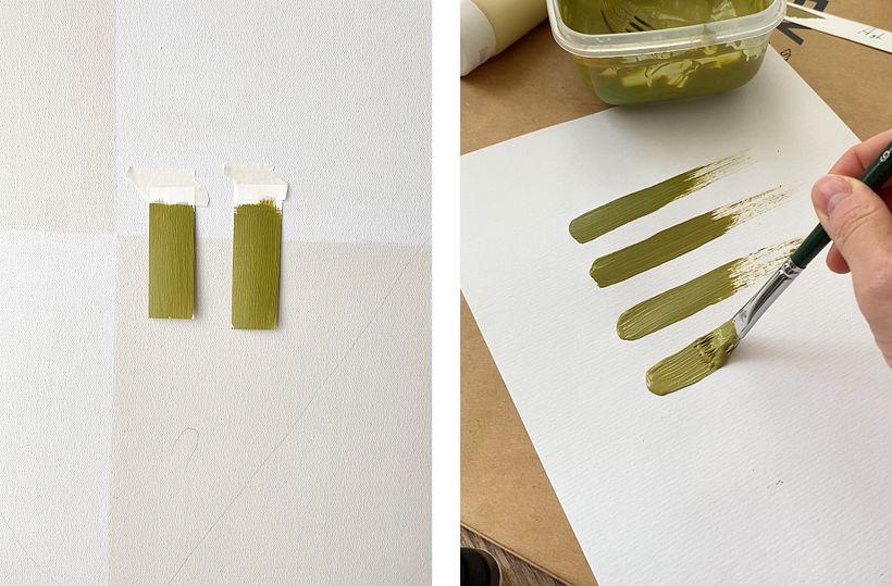 My client wanted to use this nice khaki green color for lines. I totally agreed because this is one of my favorite tones.