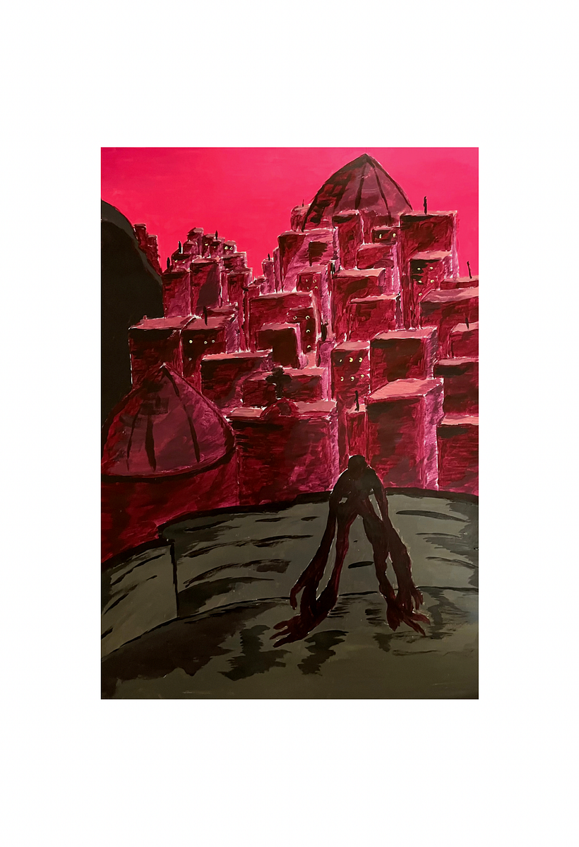 this is the third paintings about utopian cities and its an A3 paper 