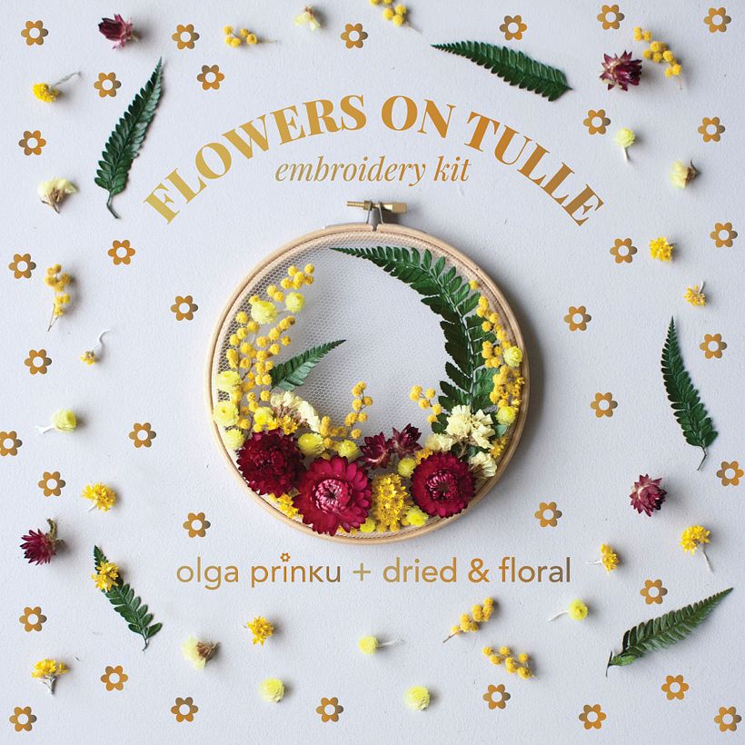 Make your own dried flower embroidery art