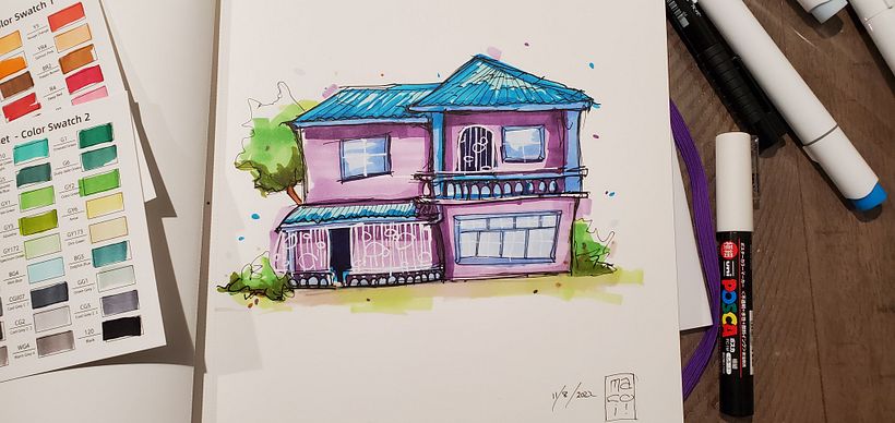Had a lot of fun learning this art form. This is the first sketch to get the nerves out and just play with the colors.