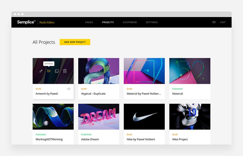 Product design: project dashboard