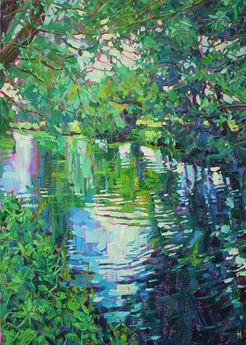 River Stour, acrylic on canvas