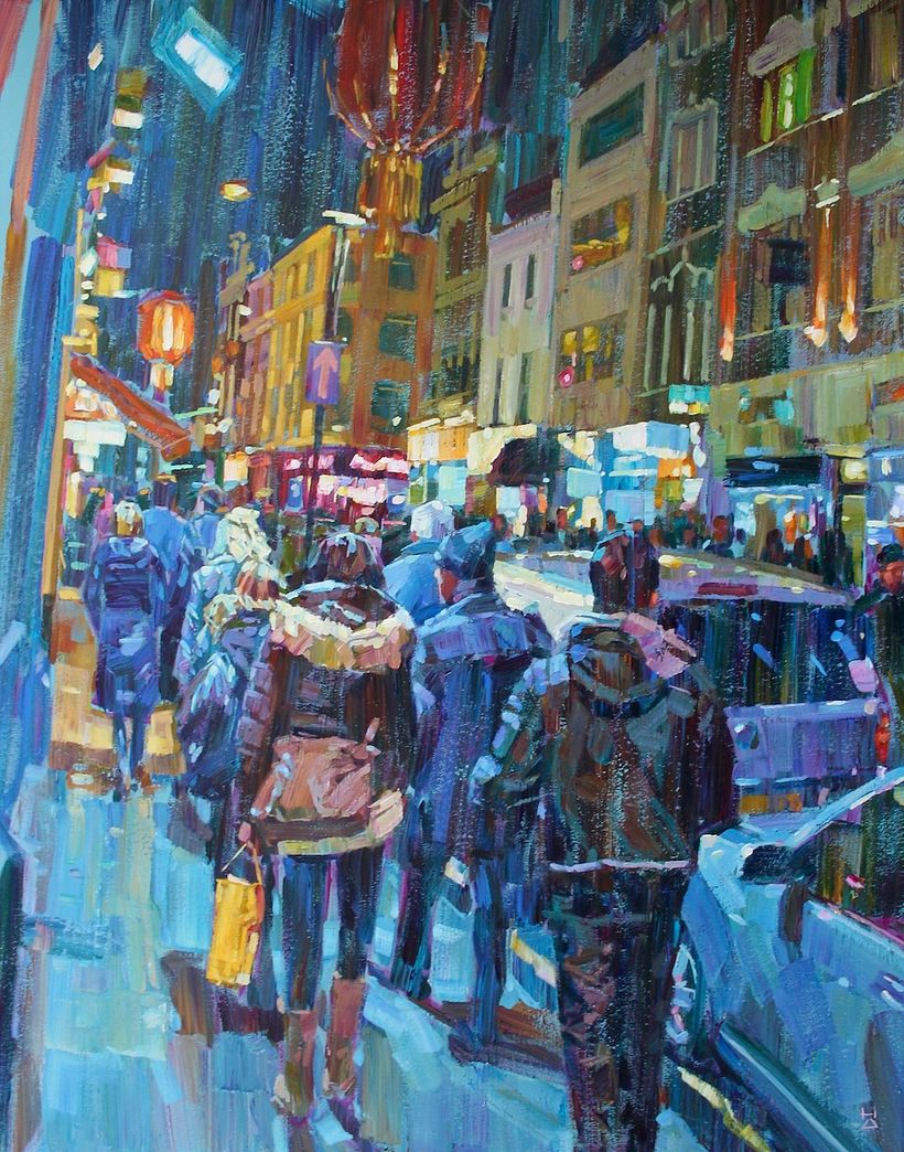 Chinatown Night, acrylic on canvas