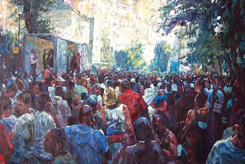 Notting Hill Carnival Crowds, acrylic on canvas