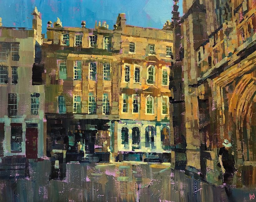 Early Morning Bath, acrylic on canvas