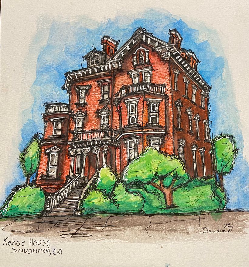 Dibujo arquitectónico con acuarelas. 1