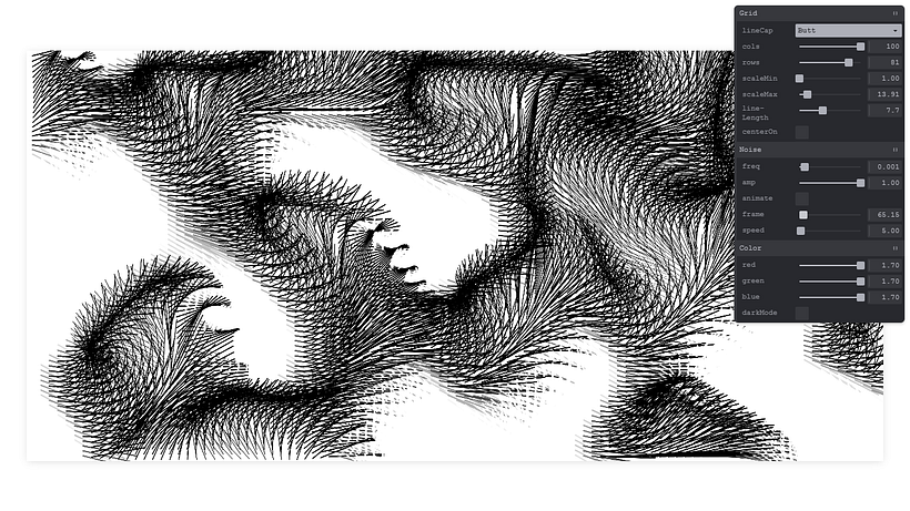 My project for course: Creative Coding: Making Visuals with JavaScript - Noise Grid Edits 2