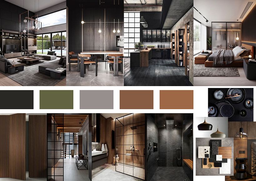 Simple modern loft apartment- warm version