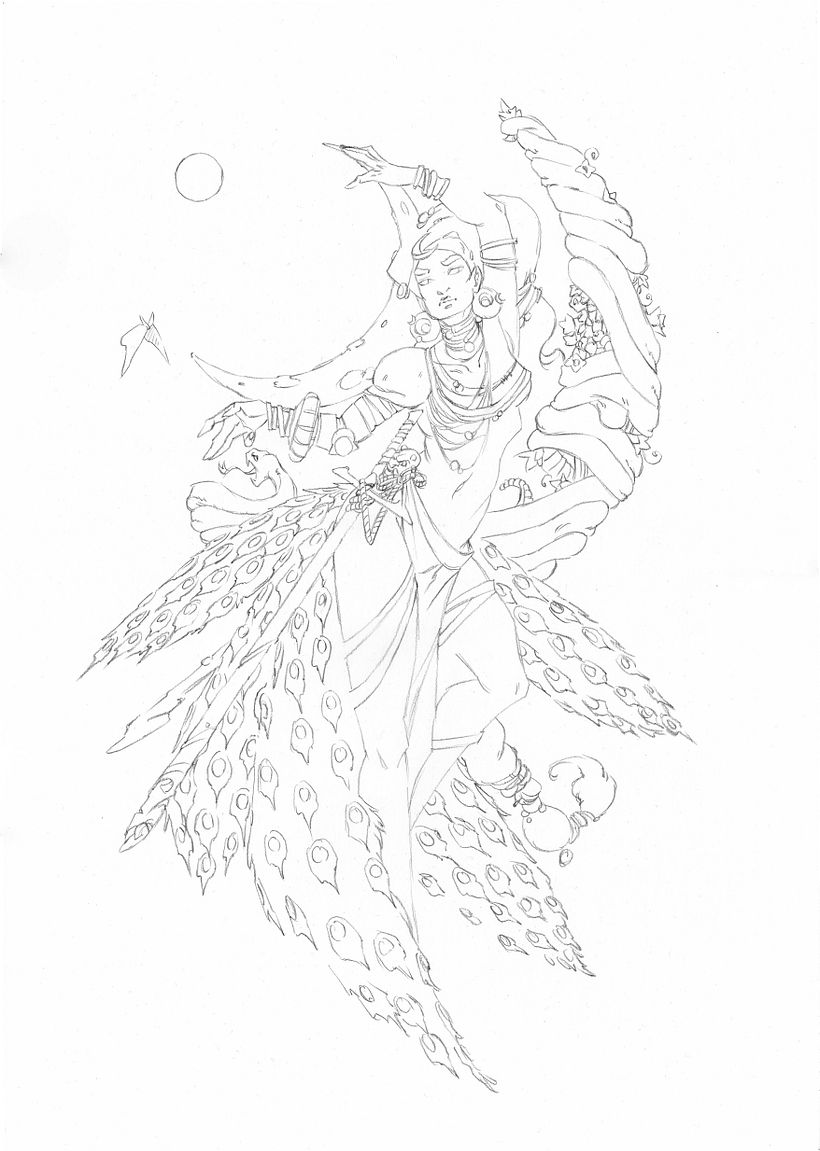 Boceto transferido a papel de acuarela