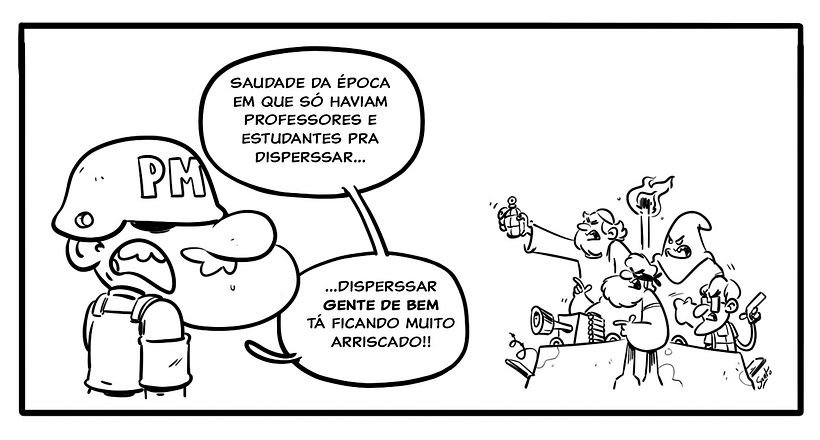Após arrumar a posição dos personagens parti para a arte final em preto e branco.