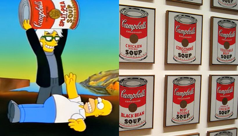 Homer Simpson dreams of one of Andy Warhol's famous Campbell soup cans.