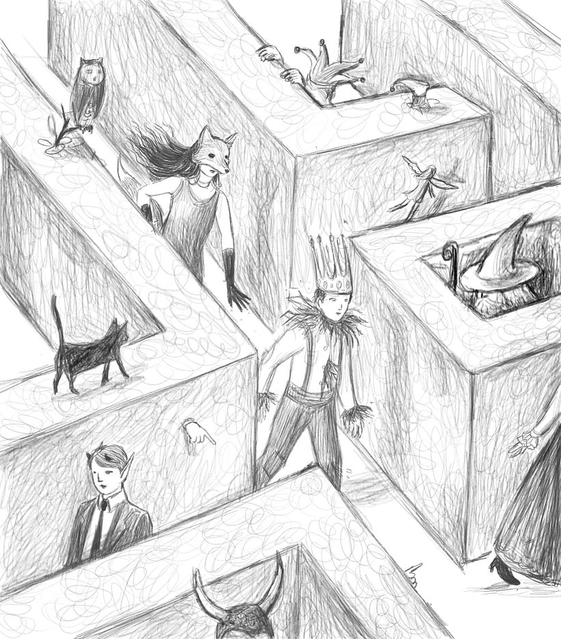 Sketching phase black and white with pencil