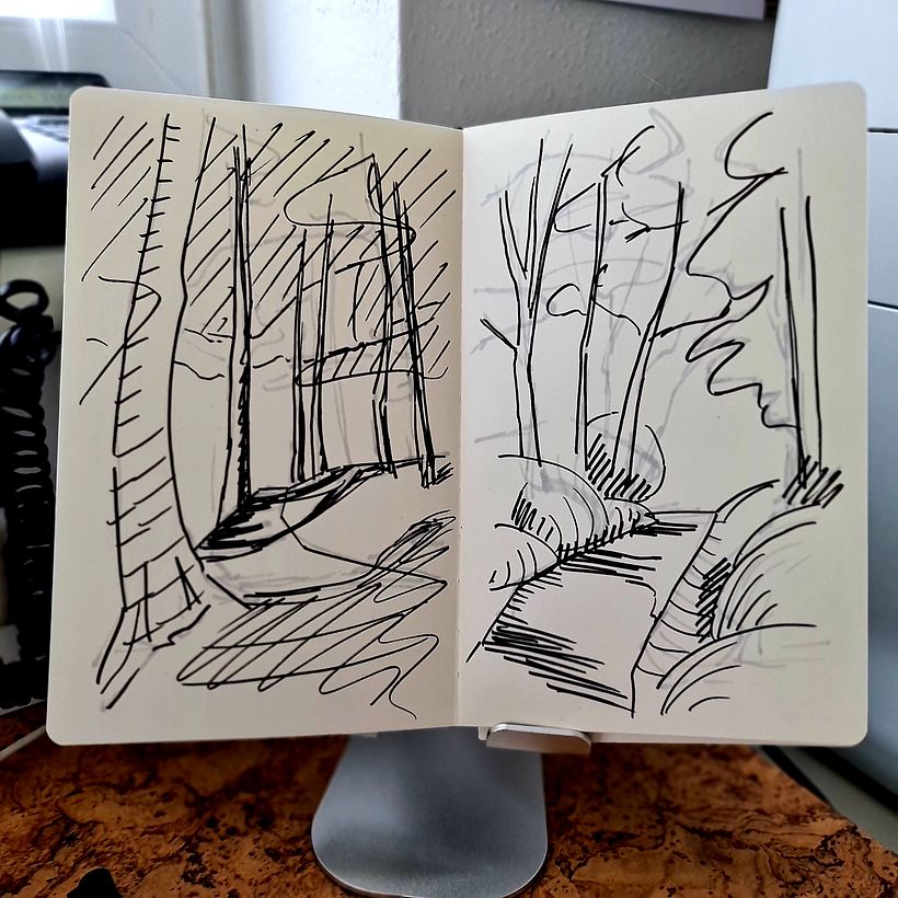 My very imperfect sketches for the 2 paintings 😂