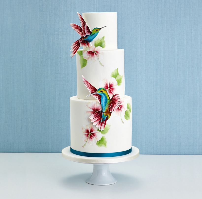 Hand painted hummingbirds and hibiscus 1