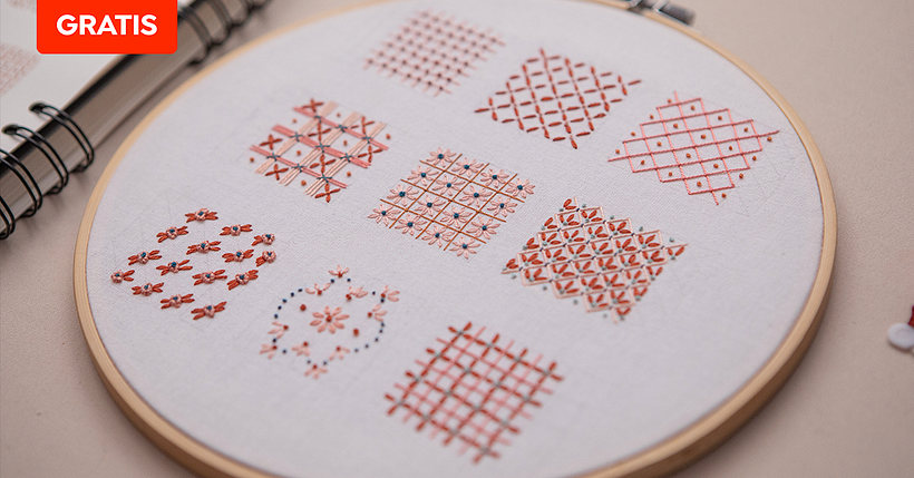 Practica bordado con el muestrario de puntadas básicas