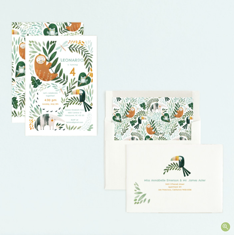 Birthday invite and envelope details