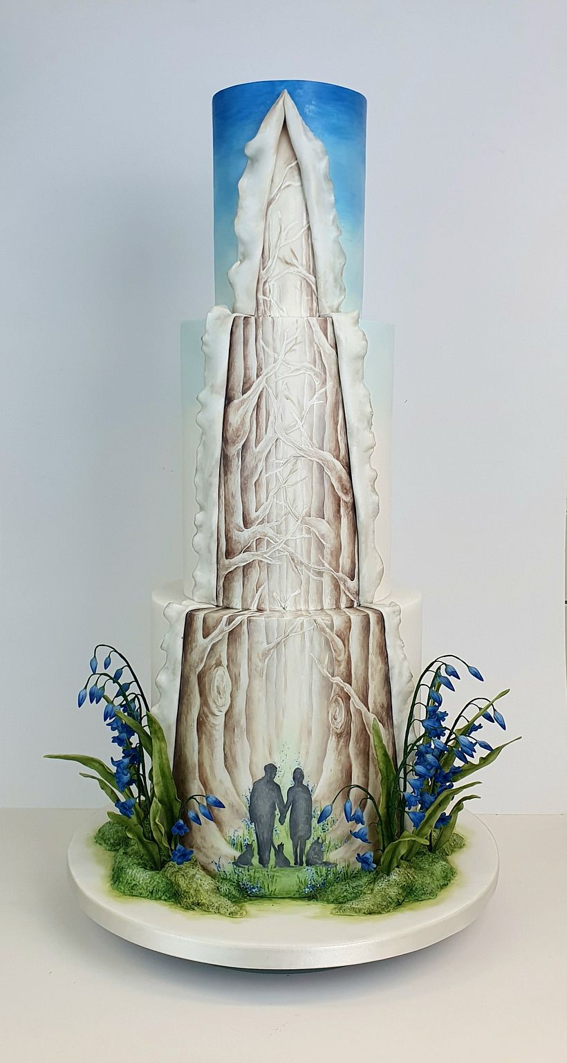 Hand painted bluebell woods cake 2
