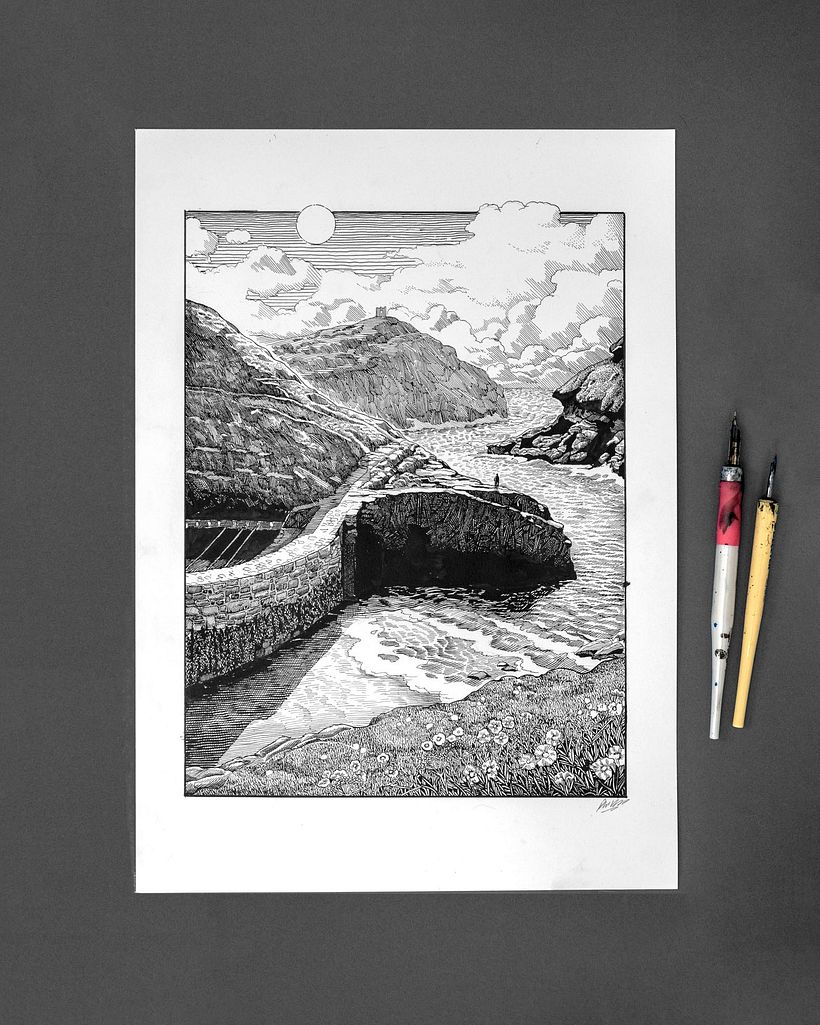 'Keeper of the Harbour' Pen and Ink Drawing  2