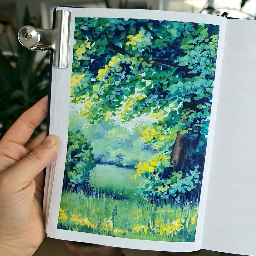 Idyllic meadow landscape with depth