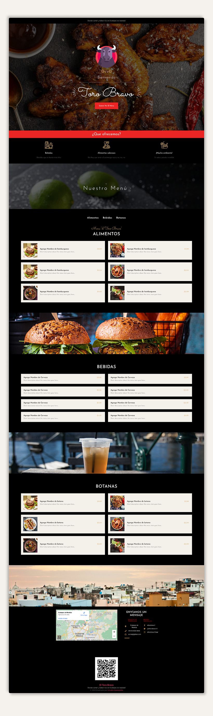 Web Design | Restaurant Menu "Toro Bravo" 4
