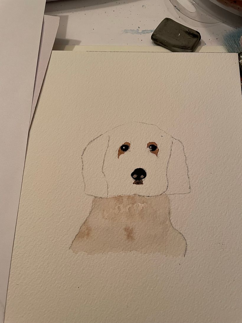 My project for course: Expressive Animal Portraits in Watercolor - Fin the dog 4