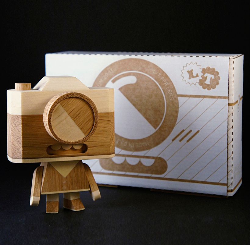 Wooden camera character with moving parts. Handmade by Loulou