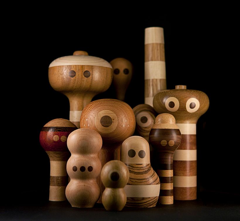 Hand turned by Loulou - Wooden Kokeshi dolls