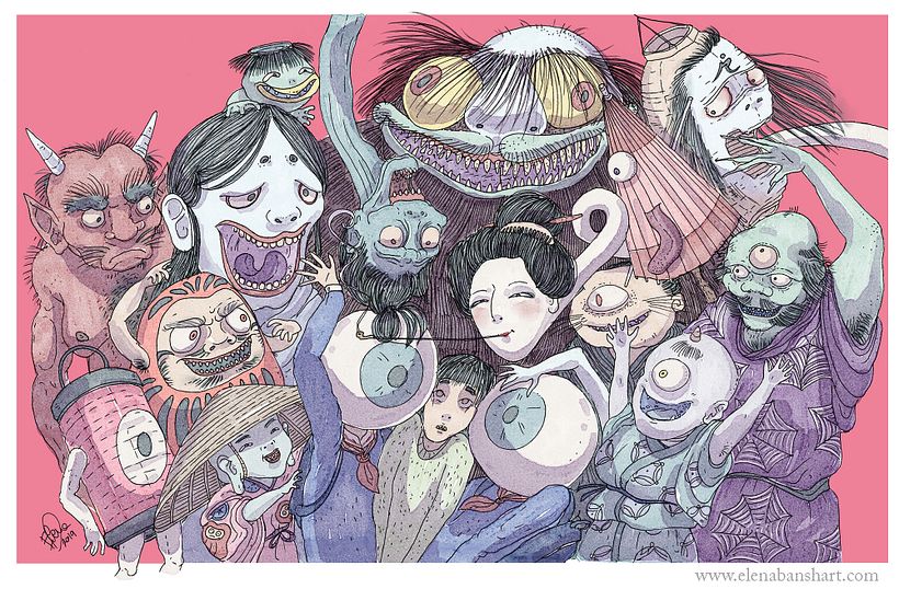 This is a series of Characters inspired by Japanese monsters, the Yokai, that I've realised during my stay in Japan in 2019. 
