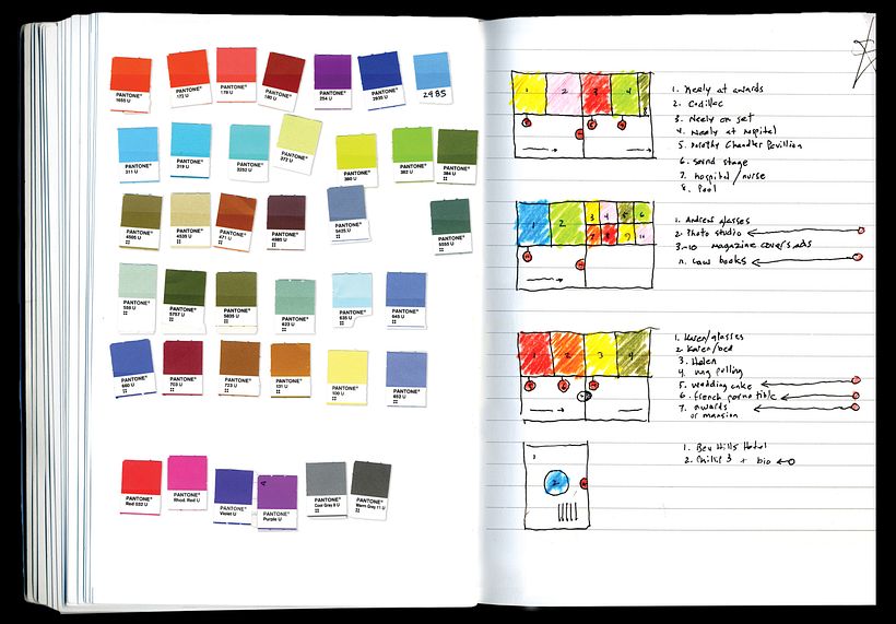 color palette combos and notes on a booklet