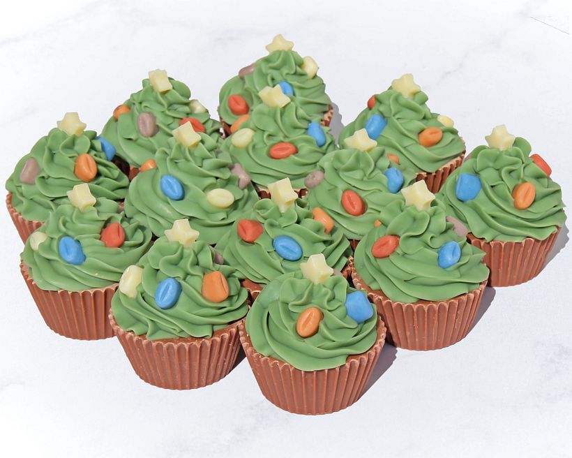 Cupcake en forma de Pinito Navideño