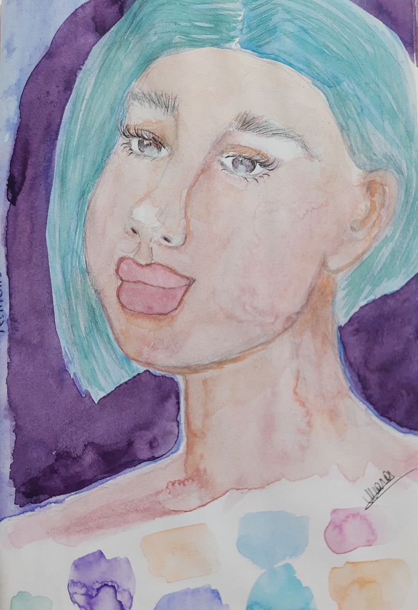 MarArtesOficial -  Retrato suave no púrpura   - Aquarela Pestilento 