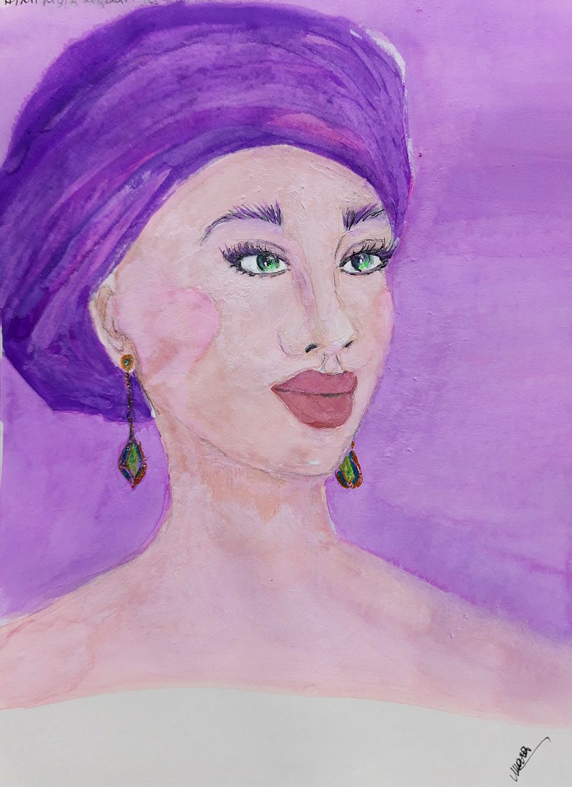 MarArtesOficial - Retrato púrpura - "Para deixar leve" em aquarela Miya Himi 