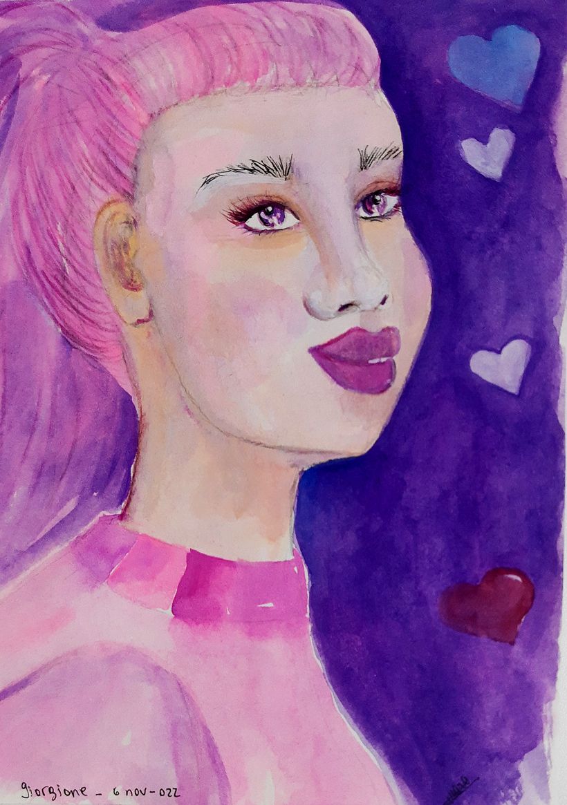 MarArtesOficial - Retrato púrpura - Amo colorir em aquarela Giorgione 