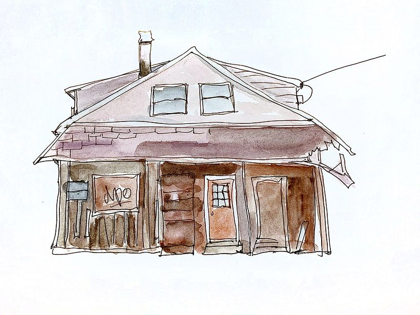 My second sketch: random house. Switched from markers to water colors. Still a long way to go but I'm really enjoying it.