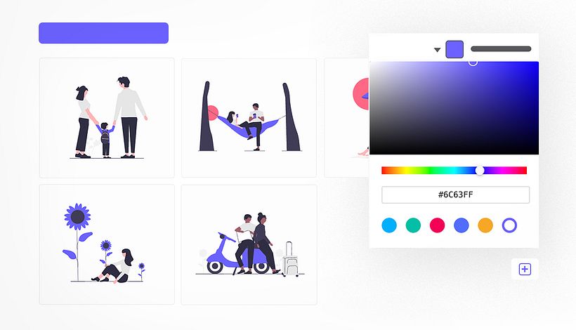 Consigue ilustraciones con colores personalizables en UnDraw.